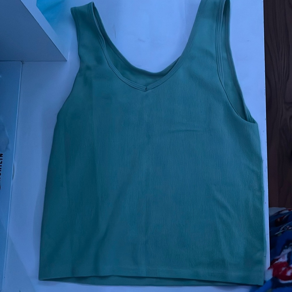 waffle sage green tank